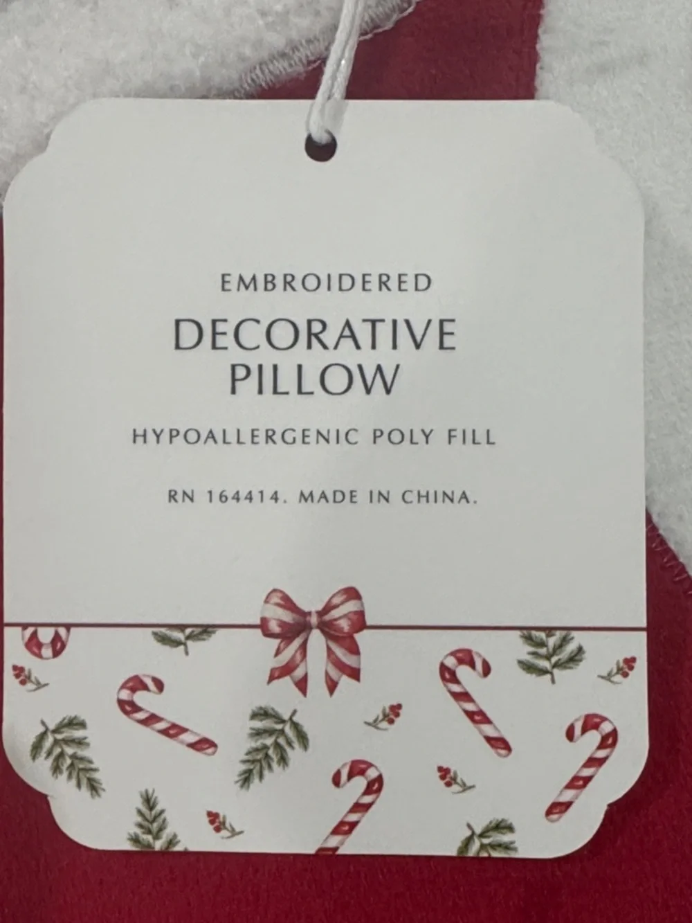 Santa Cocoa Mug Christmas Throw Pillow NWT Embroidered Holiday Decor